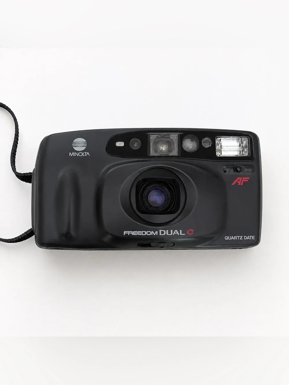 Vintage Minolta Freedom Dual C Quartz Date AF 35mm Film Camera Black Untested